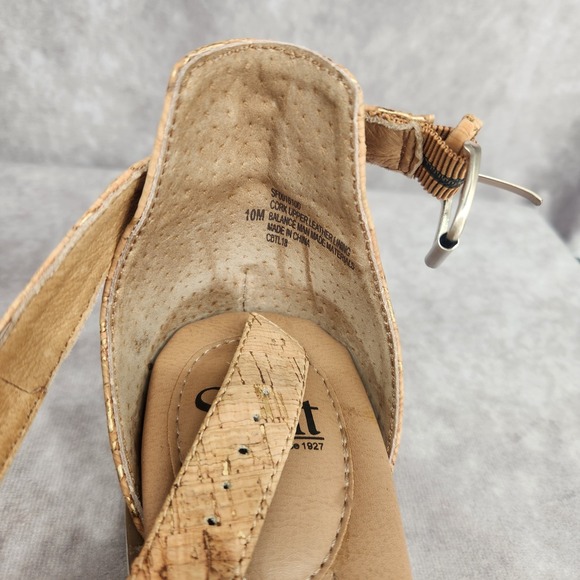 Sofft Malana‎ Sandals Brown Leather Strappy Comfort Cork Wedge size 10 Gladiator - Picture 6 of 6